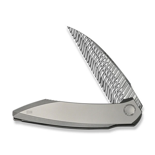 WE Knife Co., Ltd™ Fluxor Liner Lock WE23071-DS1 Bead-blasted 6AL4V Titanium Damasteel Pocket Knife