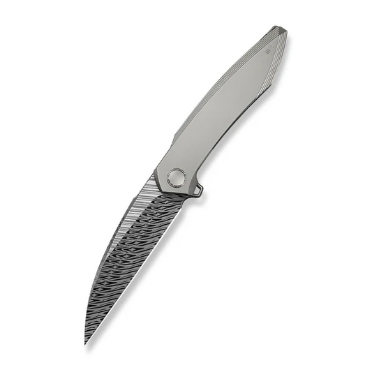 WE Knife Co., Ltd™ Fluxor Liner Lock WE23071-DS1 Bead-blasted 6AL4V Titanium Damasteel Pocket Knife