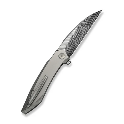 WE Knife Co., Ltd™ Fluxor Liner Lock WE23071-DS1 Bead-blasted 6AL4V Titanium Damasteel Pocket Knife