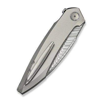 WE Knife Co., Ltd™ Fluxor Liner Lock WE23071-DS1 Bead-blasted 6AL4V Titanium Damasteel Pocket Knife