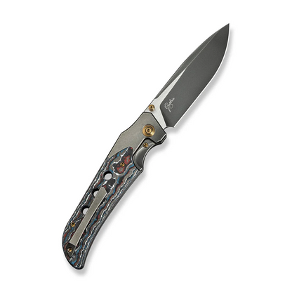 WE Knife Co., Ltd™ Guthrie Bolster Lock WE23072B-3 Nebula Fat Carbon Fiber and Gray 6AL4V Titanium CPM 20CV Stainless Steel Pocket Knife
