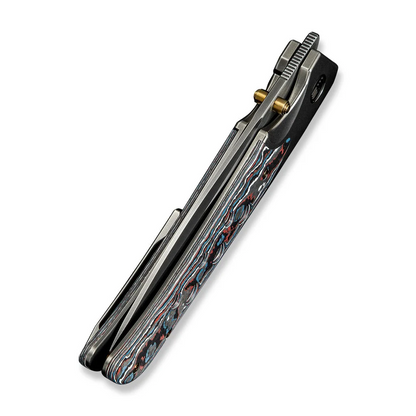 WE Knife Co., Ltd™ Guthrie Bolster Lock WE23072B-3 Nebula Fat Carbon Fiber and Gray 6AL4V Titanium CPM 20CV Stainless Steel Pocket Knife