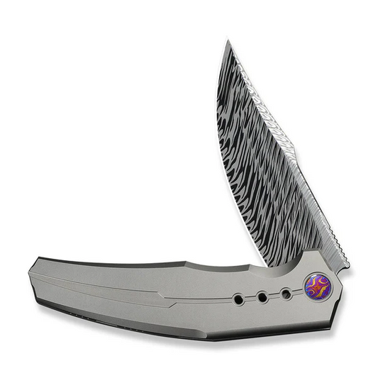 WE Knife Co., Ltd™ Kyklos Frame Lock WE23086-DS1 Gray 6AL4V Titanium Damasteel Pocket Knife