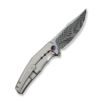 WE Knife Co., Ltd™ Kyklos Frame Lock WE23086-DS1 Gray 6AL4V Titanium Damasteel Pocket Knife