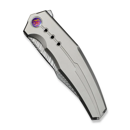 WE Knife Co., Ltd™ Kyklos Frame Lock WE23086-DS1 Gray 6AL4V Titanium Damasteel Pocket Knife