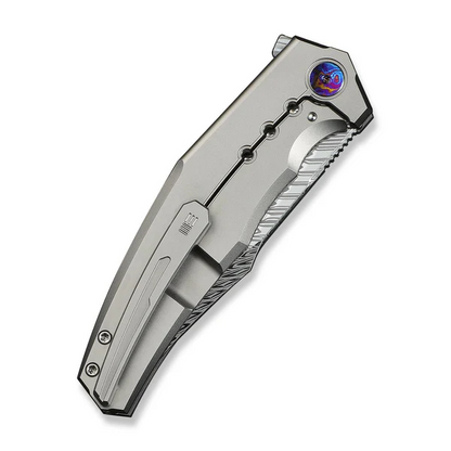 WE Knife Co., Ltd™ Kyklos Frame Lock WE23086-DS1 Gray 6AL4V Titanium Damasteel Pocket Knife