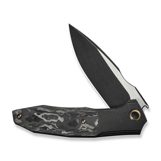 WE Knife Co., Ltd™ Archeozoic Interframe Lock WE23091-1 Shredded Carbon Fiber and Black 6AL4V Titanium M390 Stainless Steel Pocket Knife