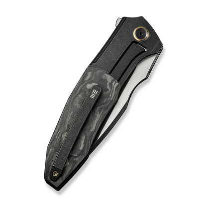 WE Knife Co., Ltd™ Archeozoic Interframe Lock WE23091-1 Shredded Carbon Fiber and Black 6AL4V Titanium M390 Stainless Steel Pocket Knife