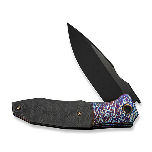 WE Knife Co., Ltd™ Archeozoic Interframe Lock WE23091-3 Rose Carbon Fiber and Flamed 6AL4V Titanium M390 Stainless Steel Pocket Knife