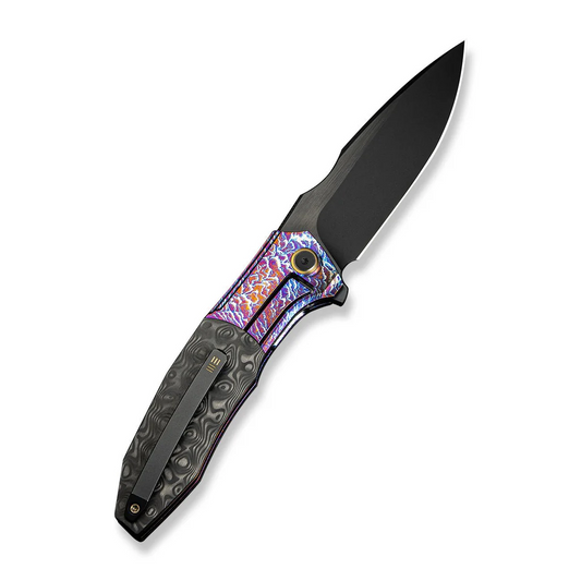 WE Knife Co., Ltd™ Archeozoic Interframe Lock WE23091-3 Rose Carbon Fiber and Flamed 6AL4V Titanium M390 Stainless Steel Pocket Knife