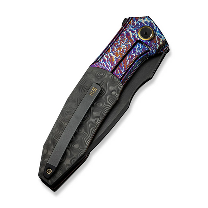 WE Knife Co., Ltd™ Archeozoic Interframe Lock WE23091-3 Rose Carbon Fiber and Flamed 6AL4V Titanium M390 Stainless Steel Pocket Knife