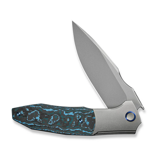 WE Knife Co., Ltd™ Archeozoic Interframe Lock WE23091-4 Artic Storm Fat Carbon Fiber and Bead-blasted 6AL4V Titanium M390 Stainless Steel Pocket Knife