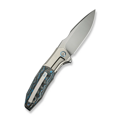 WE Knife Co., Ltd™ Archeozoic Interframe Lock WE23091-4 Artic Storm Fat Carbon Fiber and Bead-blasted 6AL4V Titanium M390 Stainless Steel Pocket Knife