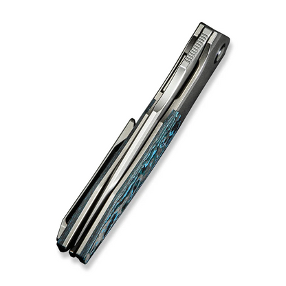 WE Knife Co., Ltd™ Archeozoic Interframe Lock WE23091-4 Artic Storm Fat Carbon Fiber and Bead-blasted 6AL4V Titanium M390 Stainless Steel Pocket Knife