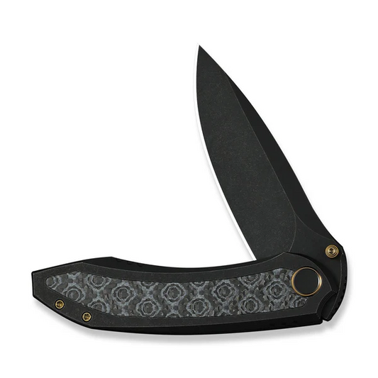 WE Knife Co., Ltd™ Winsome Frame Lock WE23092-1 Black Anodized 6AL4V Titanium and Rose-pattern Carbon Fiber M390 Stainless Steel Pocket Knife