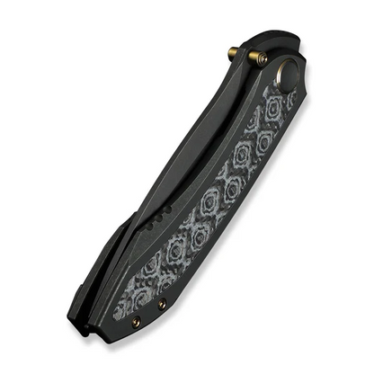 WE Knife Co., Ltd™ Winsome Frame Lock WE23092-1 Black Anodized 6AL4V Titanium and Rose-pattern Carbon Fiber M390 Stainless Steel Pocket Knife