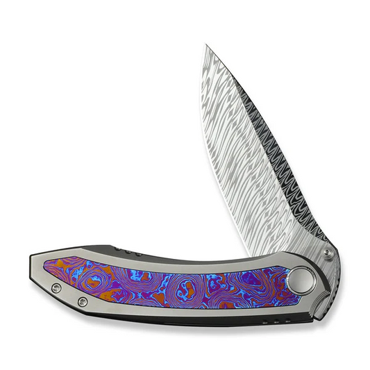 WE Knife Co., Ltd™ Winsome Frame Lock WE23092-DS1 Bead-Blasted 6AL4V Titanium and Timascus Damasteel Pocket Knife