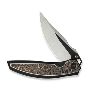 WE Knife Co., Ltd™ Quinseris Frame Lock WE23093-1 Black Anodized 6AL4V Titanium and Copper Foil Carbon Fiber M390 Stainless Steel Pocket Knife