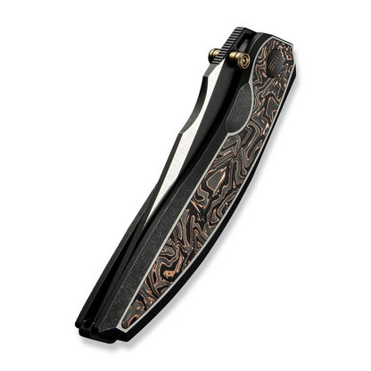 WE Knife Co., Ltd™ Quinseris Frame Lock WE23093-1 Black Anodized 6AL4V Titanium and Copper Foil Carbon Fiber M390 Stainless Steel Pocket Knife