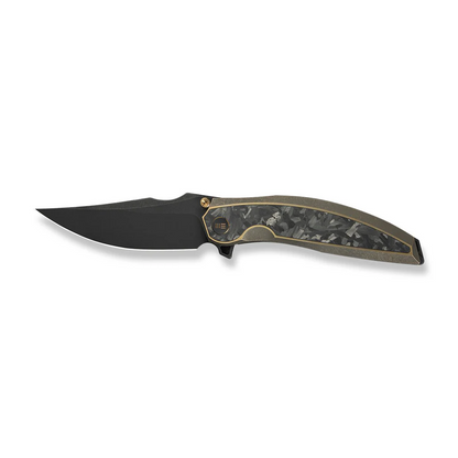 WE Knife Co., Ltd™ Quinseris Frame Lock WE23093-2 Bronze Anodized 6AL4V Titanium and Shredded Carbon Fiber M390 Stainless Steel Pocket Knife