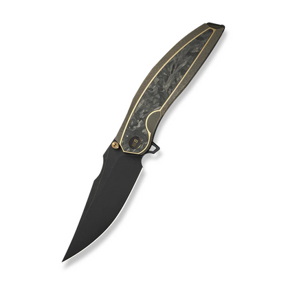 WE Knife Co., Ltd™ Quinseris Frame Lock WE23093-2 Bronze Anodized 6AL4V Titanium and Shredded Carbon Fiber M390 Stainless Steel Pocket Knife