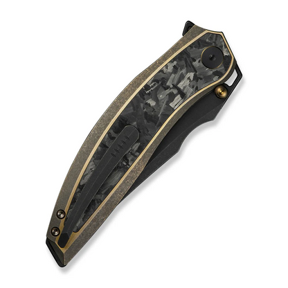 WE Knife Co., Ltd™ Quinseris Frame Lock WE23093-2 Bronze Anodized 6AL4V Titanium and Shredded Carbon Fiber M390 Stainless Steel Pocket Knife