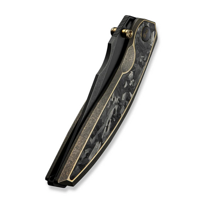 WE Knife Co., Ltd™ Quinseris Frame Lock WE23093-2 Bronze Anodized 6AL4V Titanium and Shredded Carbon Fiber M390 Stainless Steel Pocket Knife