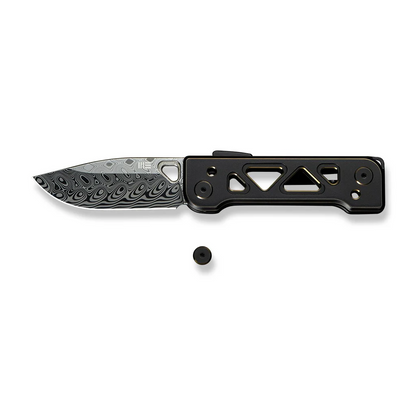WE Knife Co., Ltd™ Tyro Superlock WE24001-DS1 Black & Golden Anodized 6AL4V Titanium Damasteel Pocket Knife