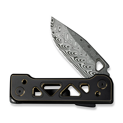 WE Knife Co., Ltd™ Tyro Superlock WE24001-DS1 Black & Golden Anodized 6AL4V Titanium Damasteel Pocket Knife
