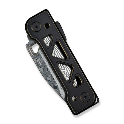 WE Knife Co., Ltd™ Tyro Superlock WE24001-DS1 Black & Golden Anodized 6AL4V Titanium Damasteel Pocket Knife
