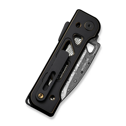WE Knife Co., Ltd™ Tyro Superlock WE24001-DS1 Black & Golden Anodized 6AL4V Titanium Damasteel Pocket Knife