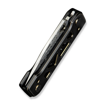 WE Knife Co., Ltd™ Tyro Superlock WE24001-DS1 Black & Golden Anodized 6AL4V Titanium Damasteel Pocket Knife