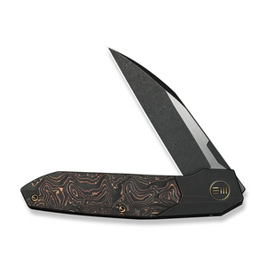 WE Knife Co., Ltd™ Brr15 Bolster Lock WE24007-1 Copper Foil Carbon Fiber and Black Anodized 6AL4V Titanium M390 Stainless Steel Pocket Knife
