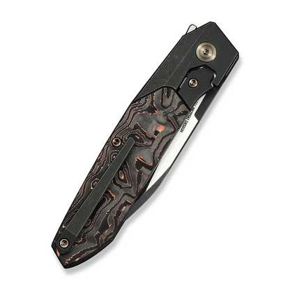 WE Knife Co., Ltd™ Brr15 Bolster Lock WE24007-1 Copper Foil Carbon Fiber and Black Anodized 6AL4V Titanium M390 Stainless Steel Pocket Knife