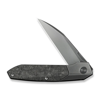 WE Knife Co., Ltd™ Brr15 Bolster Lock WE24007-3 Shredded Carbon Fiber and Dark Gray 6AL4V Titanium M390 Stainless Steel Pocket Knife