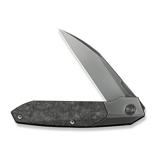 WE Knife Co., Ltd™ Brr15 Bolster Lock WE24007-3 Shredded Carbon Fiber and Dark Gray 6AL4V Titanium M390 Stainless Steel Pocket Knife