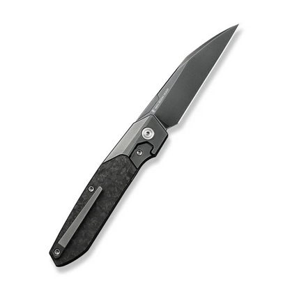 WE Knife Co., Ltd™ Brr15 Bolster Lock WE24007-3 Shredded Carbon Fiber and Dark Gray 6AL4V Titanium M390 Stainless Steel Pocket Knife