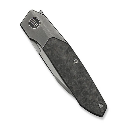 WE Knife Co., Ltd™ Brr15 Bolster Lock WE24007-3 Shredded Carbon Fiber and Dark Gray 6AL4V Titanium M390 Stainless Steel Pocket Knife