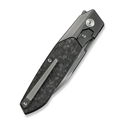 WE Knife Co., Ltd™ Brr15 Bolster Lock WE24007-3 Shredded Carbon Fiber and Dark Gray 6AL4V Titanium M390 Stainless Steel Pocket Knife
