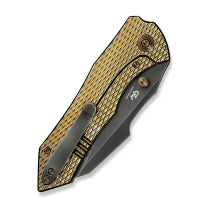 WE Knife Co., Ltd™ High-Fin XL Liner Lock WE24010-3 Golden Anodized 6AL4V Titanium CPM 20CV Stainless Steel Pocket Knife