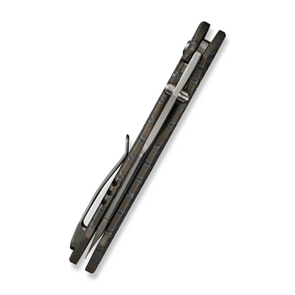 WE Knife Co., Ltd™ High-Fin XL Liner Lock WE24010-4 Tiger Stripe Flamed 6AL4V Titanium CPM 20CV Stainless Steel Pocket Knife