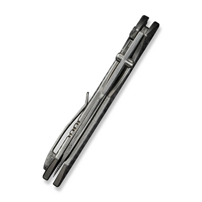 WE Knife Co., Ltd™ High-Fin XL Liner Lock WE24010-DS1 Satin Polished 6AL4V Titanium Damasteel Pocket Knife