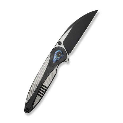 WE Knife Co., Ltd™ Zenthra Frame Lock WE24021C-1 Black Anodized 6AL4V Titanium and Shredded Carbon Fiber M390 Stainless Steel Pocket Knife