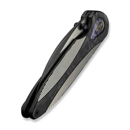 WE Knife Co., Ltd™ Zenthra Frame Lock WE24021C-1 Black Anodized 6AL4V Titanium and Shredded Carbon Fiber M390 Stainless Steel Pocket Knife