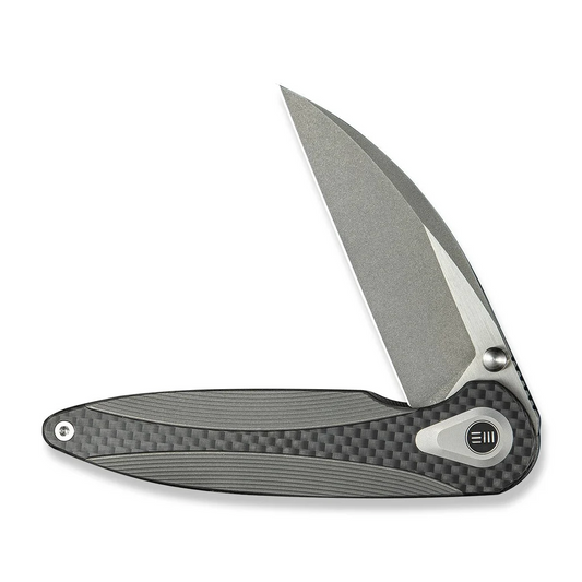 WE Knife Co., Ltd™ Zenthra Frame Lock WE24021C-2 Dark Gray Anodized 6AL4V Titanium and Twill Carbon Fiber M390 Stainless Steel Pocket Knife