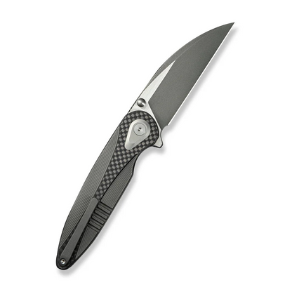 WE Knife Co., Ltd™ Zenthra Frame Lock WE24021C-2 Dark Gray Anodized 6AL4V Titanium and Twill Carbon Fiber M390 Stainless Steel Pocket Knife
