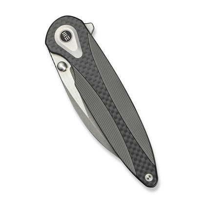WE Knife Co., Ltd™ Zenthra Frame Lock WE24021C-2 Dark Gray Anodized 6AL4V Titanium and Twill Carbon Fiber M390 Stainless Steel Pocket Knife