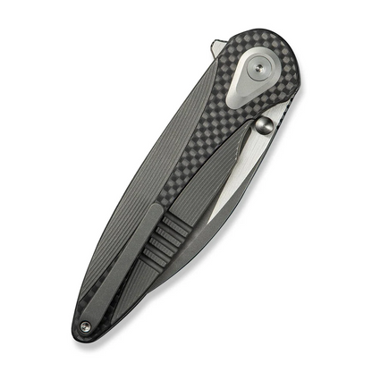 WE Knife Co., Ltd™ Zenthra Frame Lock WE24021C-2 Dark Gray Anodized 6AL4V Titanium and Twill Carbon Fiber M390 Stainless Steel Pocket Knife