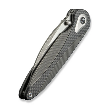 WE Knife Co., Ltd™ Zenthra Frame Lock WE24021C-2 Dark Gray Anodized 6AL4V Titanium and Twill Carbon Fiber M390 Stainless Steel Pocket Knife
