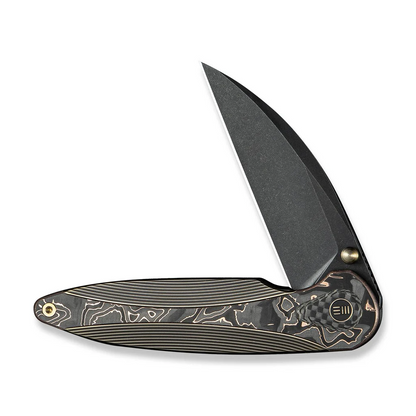 WE Knife Co., Ltd™ Zenthra Frame Lock WE24021C-3 Black Anodized 6AL4V Titanium and Copper Foil Carbon Fiber M390 Stainless Steel Pocket Knife